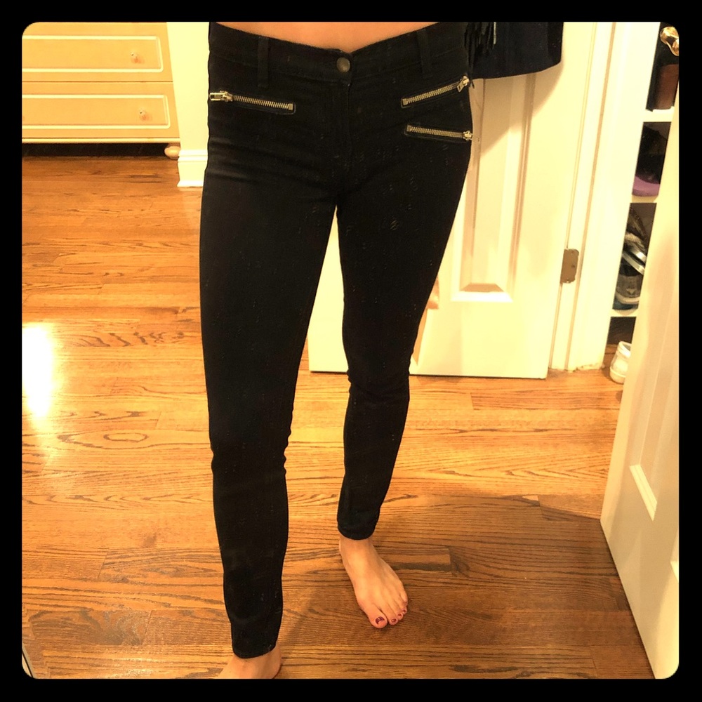 J brand Black zoey skinny jeans with zipper detail
